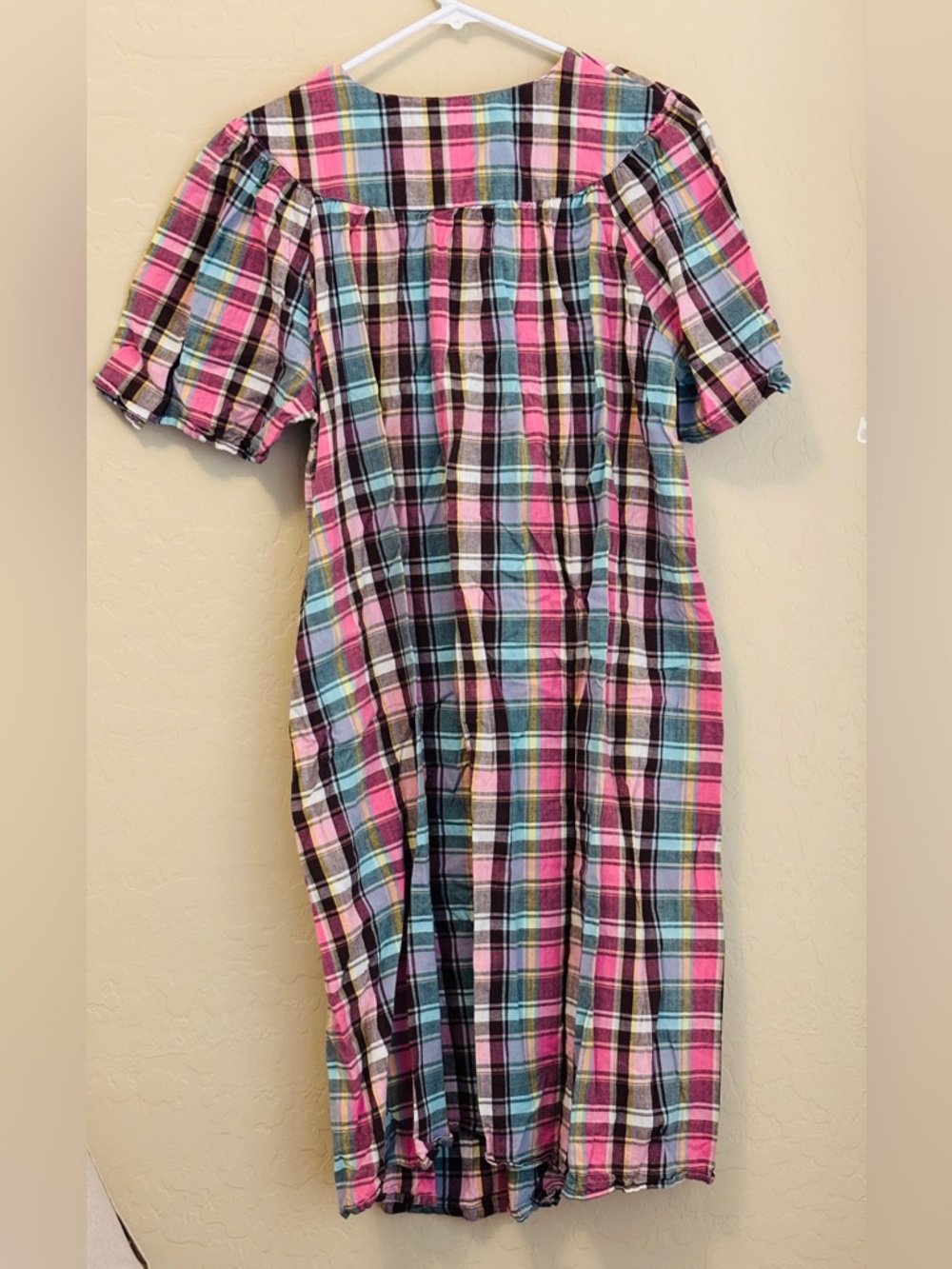 Styled by Saybury 100% Cotton Vintage Short Sleeve Plaid Nightgown Housedress - Picture 3 of 11